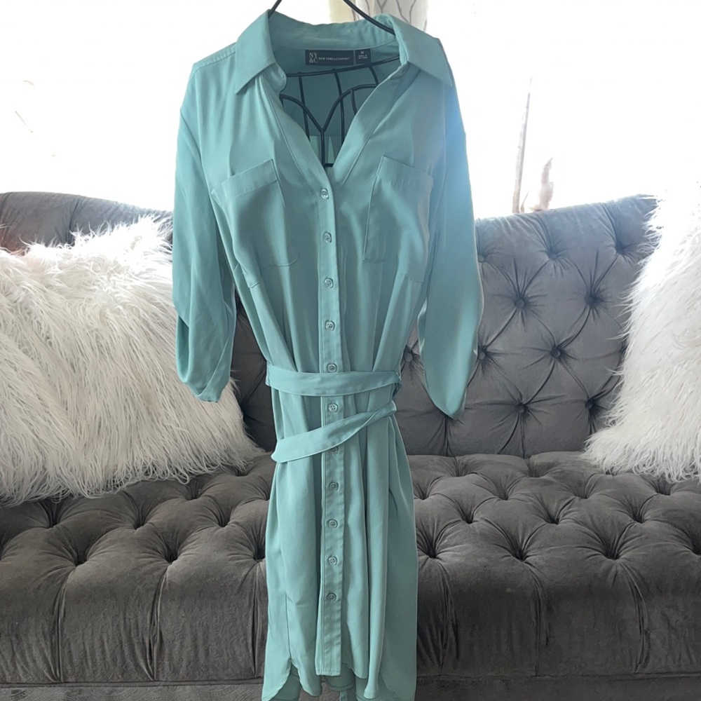 New York & Company Teal Midi Dress
